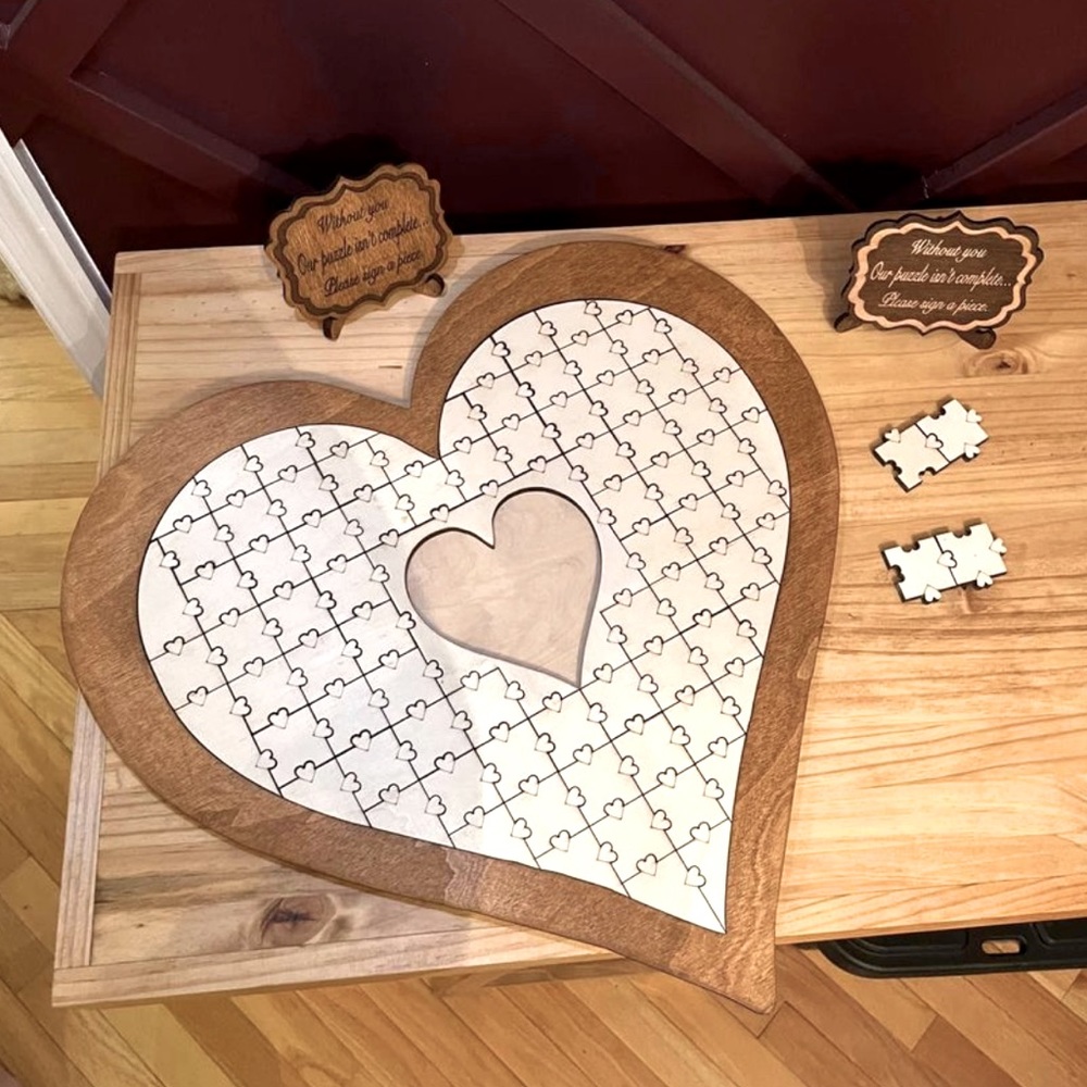 Wooden Puzzle Heart Wedding Guestbook